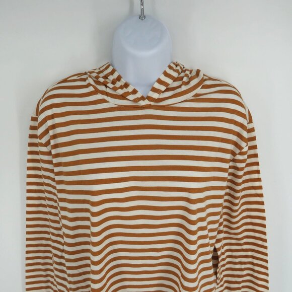 Alternative Women's Striped Brown White Hooded Top XS NWT - Picture 3 of 6